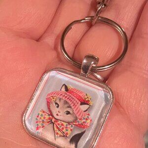 2/$12, 4/$20 Kitten With Hat Keychain